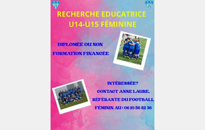 Recherche Educatrice U14-U15