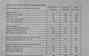 Frais administratif changement de club