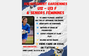 Recrutement U12-U13F &amp; Séniors Féminine