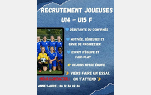 Recrutement joueuses U14-U15 Féminines
