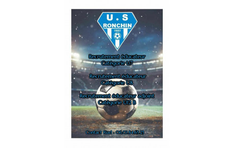 Recherche éducateur U7-U8 adjoint U12B