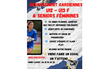 Recrutement U12-U13F &amp; Séniors Féminine